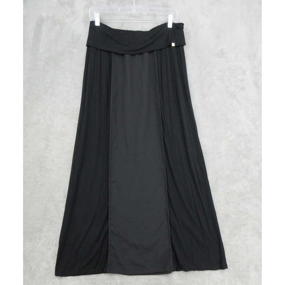 Calvin Klein Skirt Womens Size M Panel Maxi Foldover Waist Jersey Knit Black